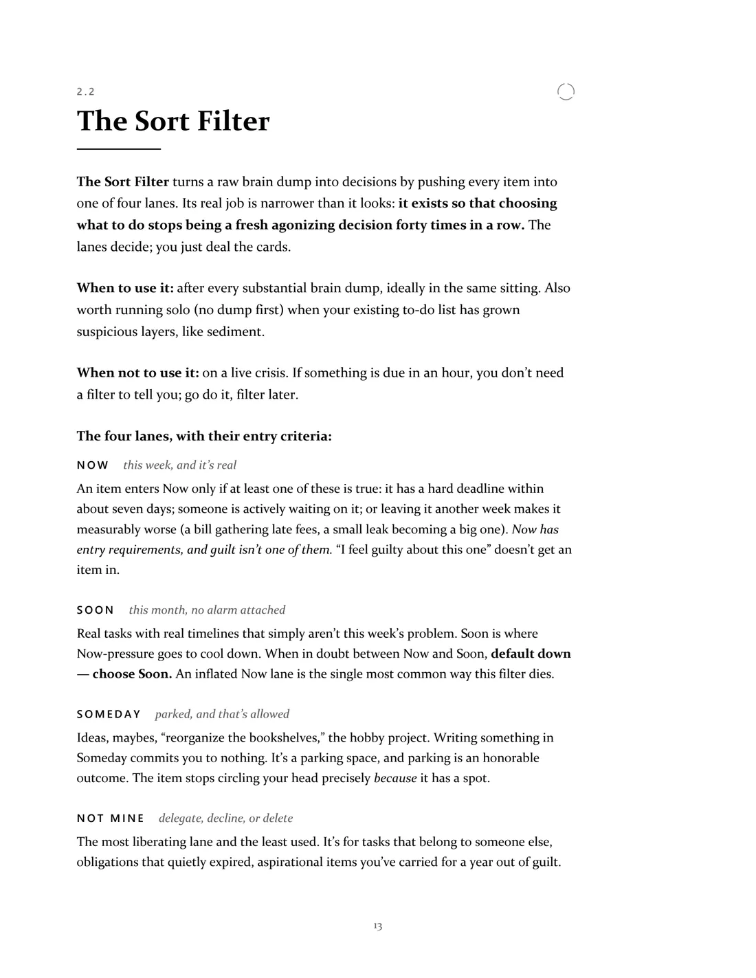 The Sort Filter page from the workbook